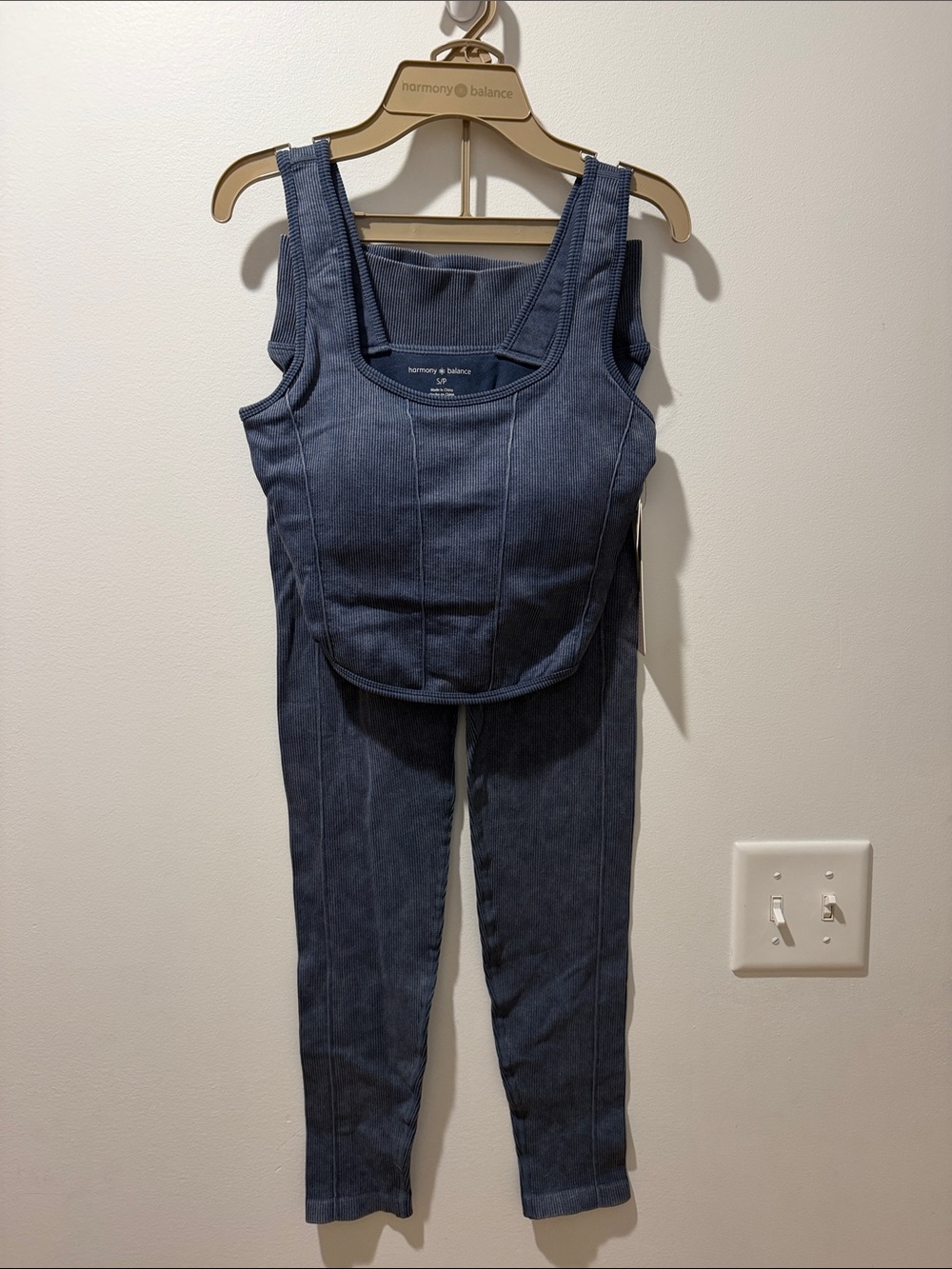 Ribbed Tank & Legging Set - Slate Blue